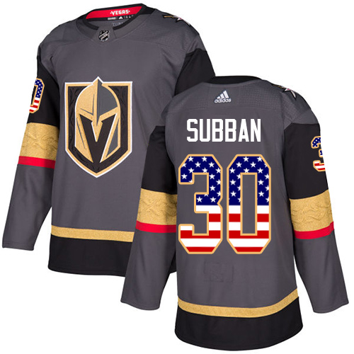 Adidas Golden Knights #30 Malcolm Subban Grey Home Authentic USA Flag Stitched NHL Jersey - Click Image to Close